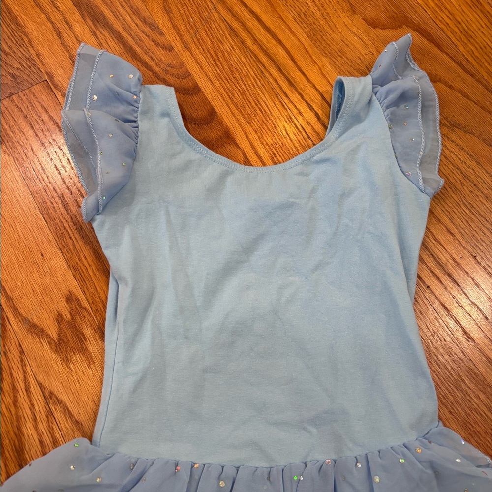 Arshiner Flutter Sleeve Blue Ballet Dance Leotard Sz 140 6-7Y - Picture 3 of 6